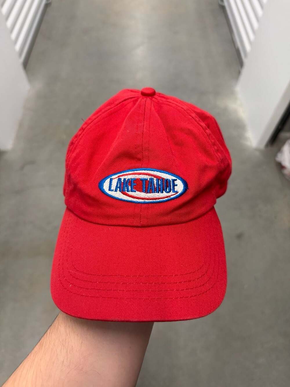 Vintage 90s Fahrenheit Fashion Headwear Lake Tahoe Red Dad Hat With Floral Print